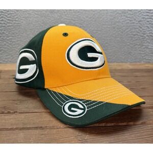 Green Bay Packers Hat Adult Green Yellow Colorblock Strap Back Cap Embroidered